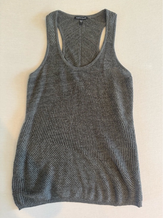 Eileen Fisher Tops - Eileen Fisher Gray/Metallic Knit Scoop Neck Tunic Merino Wool Blend